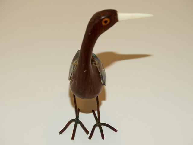 Image 4 of Bird, Abalone, Wood, Copper Figurine, Handmade