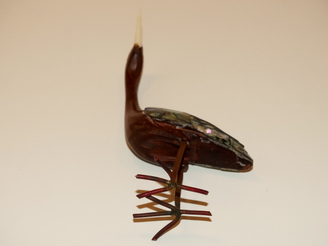 Image 6 of Bird, Abalone, Wood, Copper Figurine, Handmade