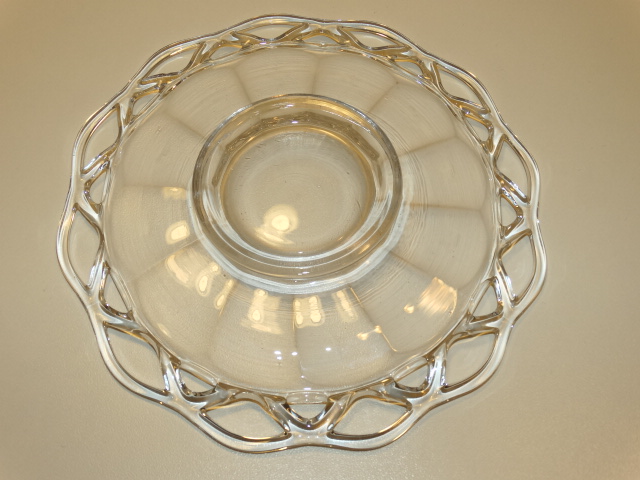 Image 4 of Imperial Glass Crocheted Crystal Bowl, Saucer, Ladle