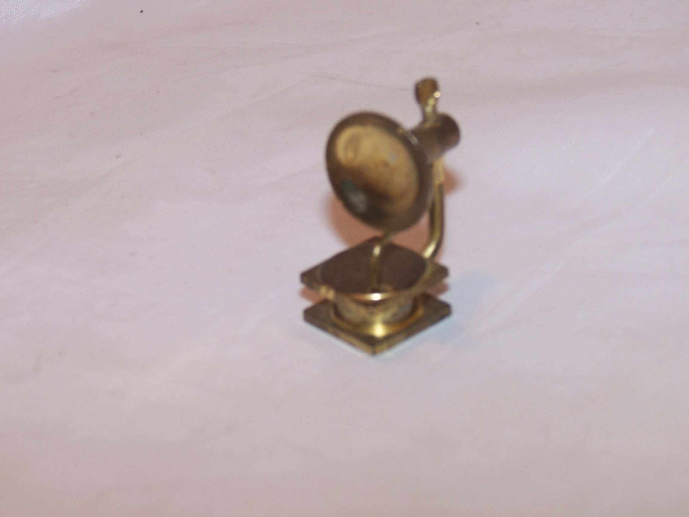 Dollhouse Brass Victrola Record Player, Miniature