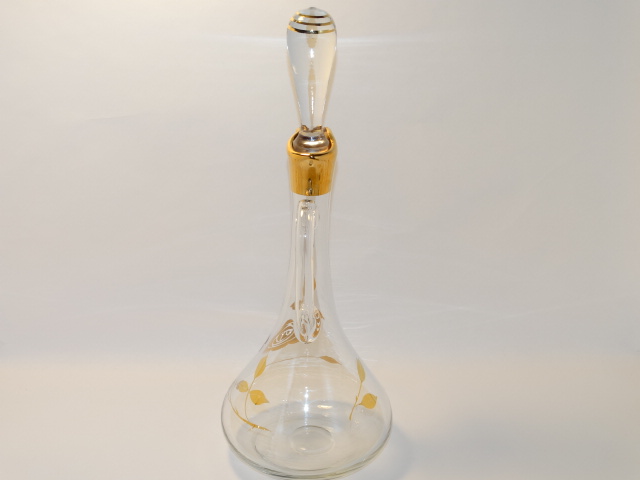 Image 2 of Decanter w Six Glasses, Crystal w Gold Roses