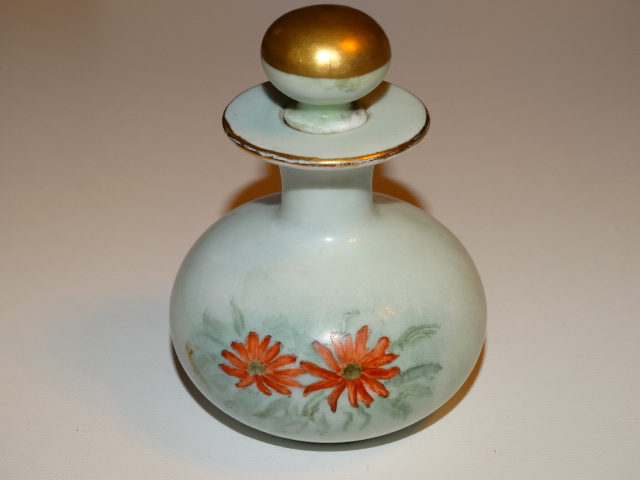 Perfume Bottle w Orange Asters, Germany