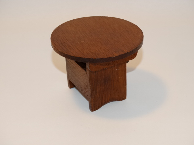 Dollhouse Flip Top Table, Stool, Wood