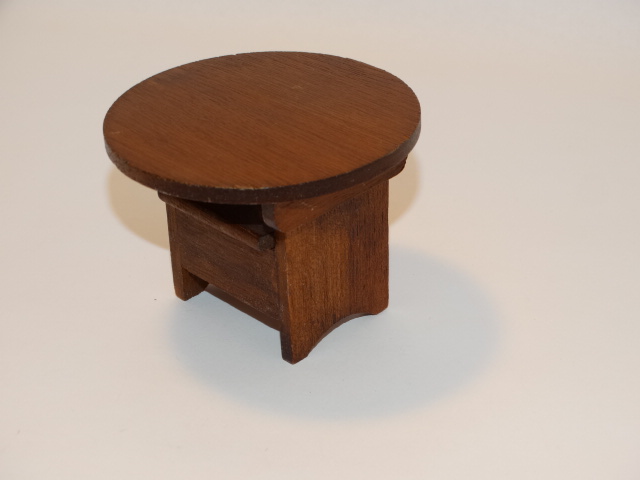 Image 5 of Dollhouse Flip Top Table, Stool, Wood