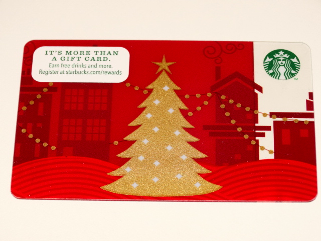 Gold Tree, Red Starbucks Card