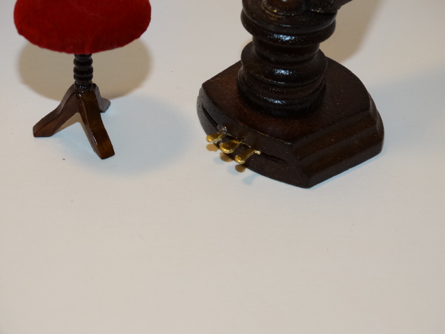 Image 2 of Dollhouse Harp and Stool, Wood, Red Velvet