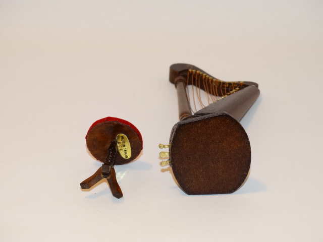 Image 4 of Dollhouse Harp and Stool, Wood, Red Velvet