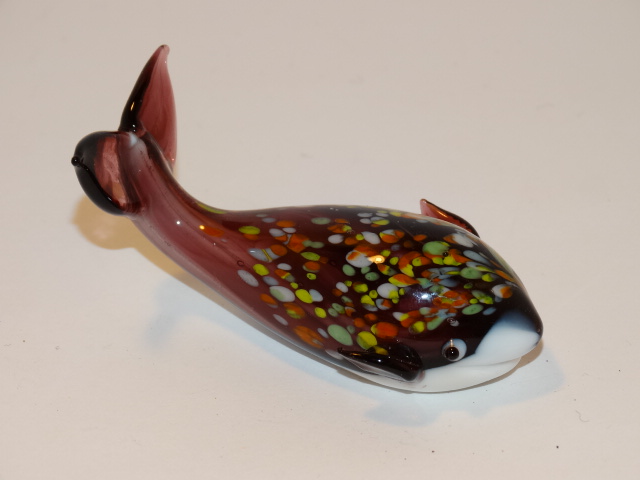 Image 2 of Whale Spotted Glass Purple and White