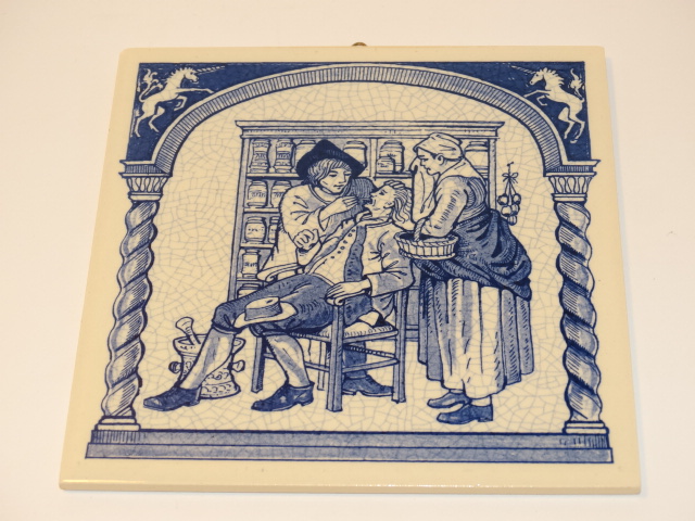 Ceramic Tile, Pharmacist Gives Aid Reproduction Tile