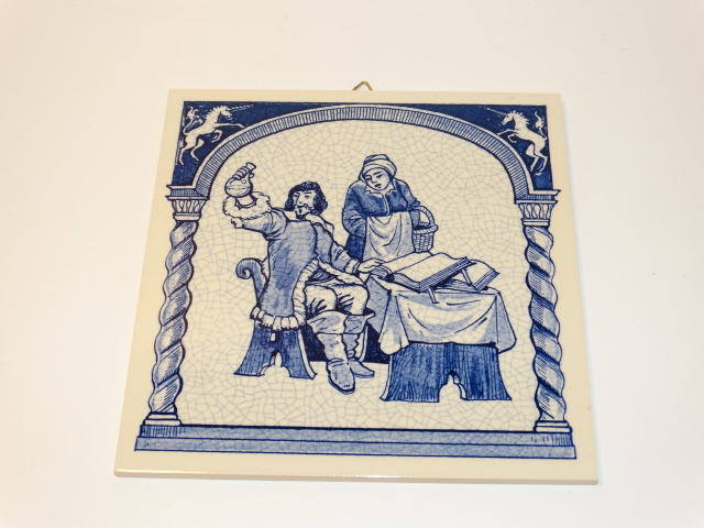 Ceramic Tile, Uroscopy Honored Pharmacist Reproduction Tile