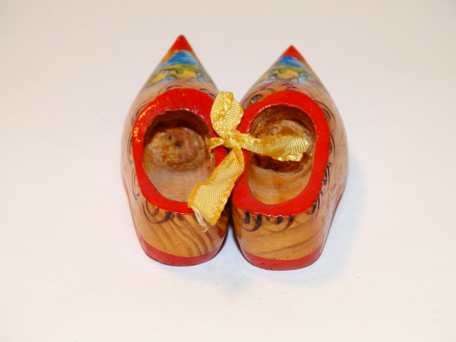 Image 2 of Wooden Dutch Shoes w Windmills, Miniature