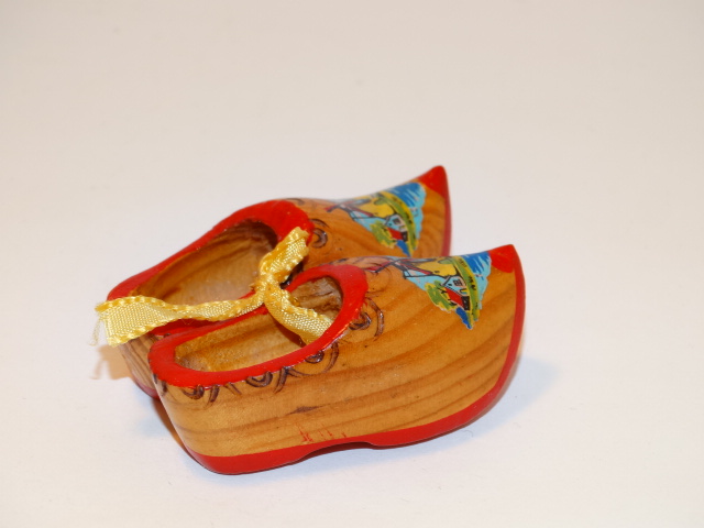 Image 3 of Wooden Dutch Shoes w Windmills, Miniature