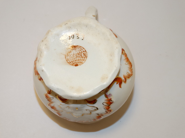 Image 5 of Creamer Flame and Gold, Marked Dresden