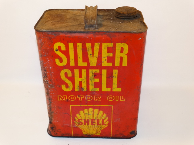 Silver Shell Oil Can Vntg Orig