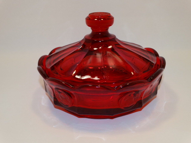 Coin Glass Amber Covered Dish Fostoria