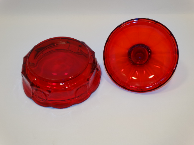Image 4 of Coin Glass Red Covered Dish Fostoria, Lancaster Colony