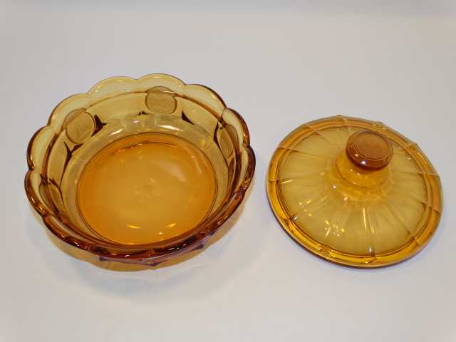 Image 3 of Coin Glass Amber Covered Dish Fostoria