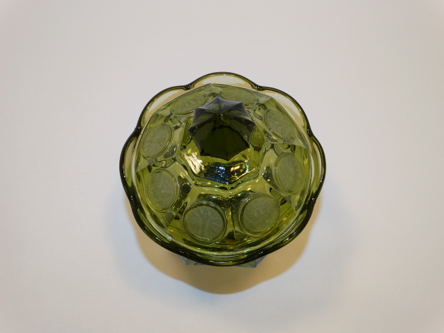 Image 1 of Coin Glass Olive Green Wedding Bowl Fostoria