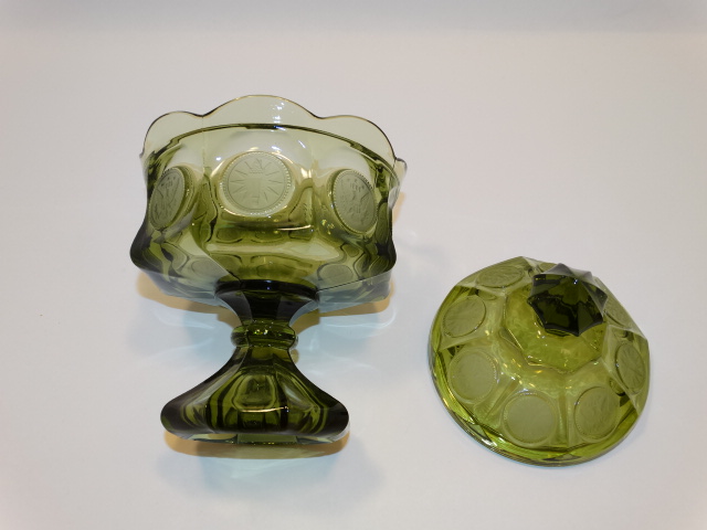 Image 3 of Coin Glass Olive Green Wedding Bowl Fostoria