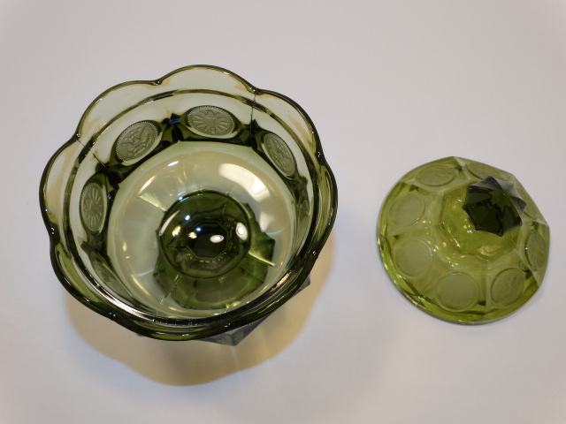 Image 4 of Coin Glass Olive Green Wedding Bowl Fostoria