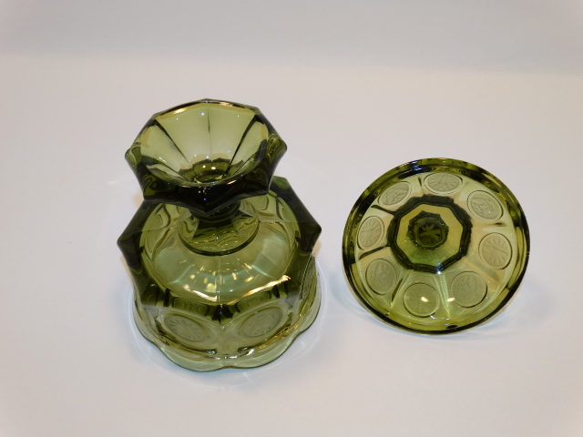 Image 5 of Coin Glass Olive Green Wedding Bowl Fostoria