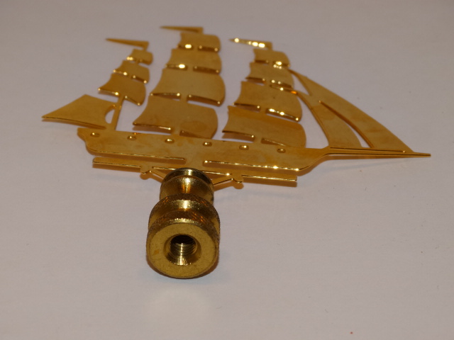 Image 4 of Sailing Ship Lamp Finial, Goldtone