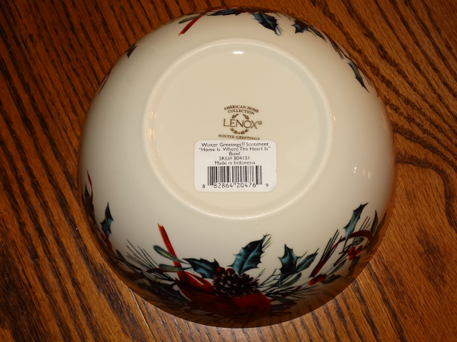 Bottom of Lenox Sentiment Bowl