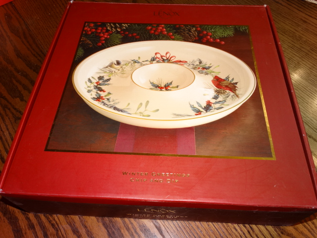 Image 1 of Lenox Winter Greetings Chip and Dip Bowl New in Box