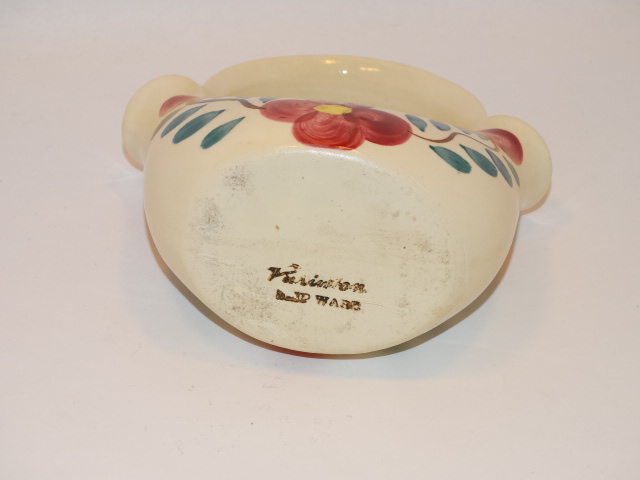 Image 5 of Purinton Pottery Basket Planter Red Blossom