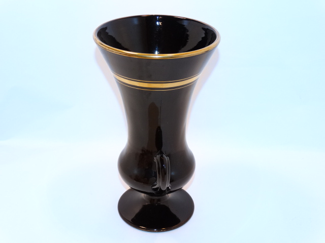 Image 1 of Black Amethyst Glass Vase Vintage