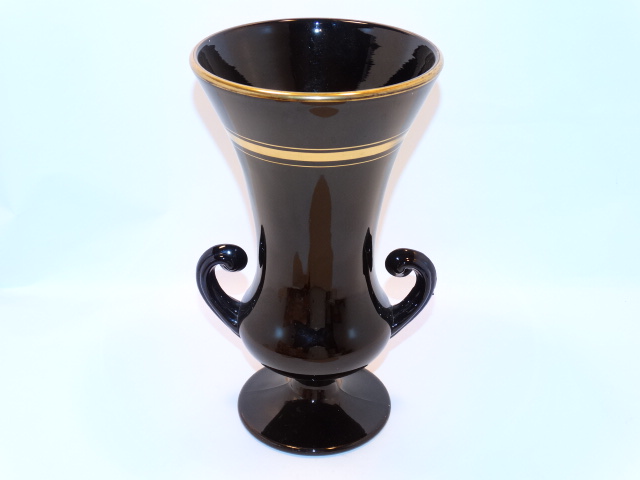 Image 2 of Black Amethyst Glass Vase Vintage