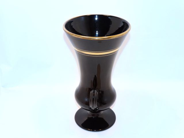 Image 3 of Black Amethyst Glass Vase Vintage