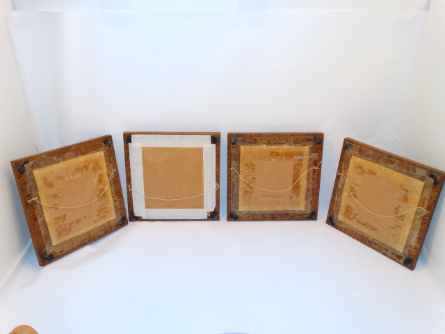 Image 5 of Folk Art Vintage Embroidery Animals Carved Frames