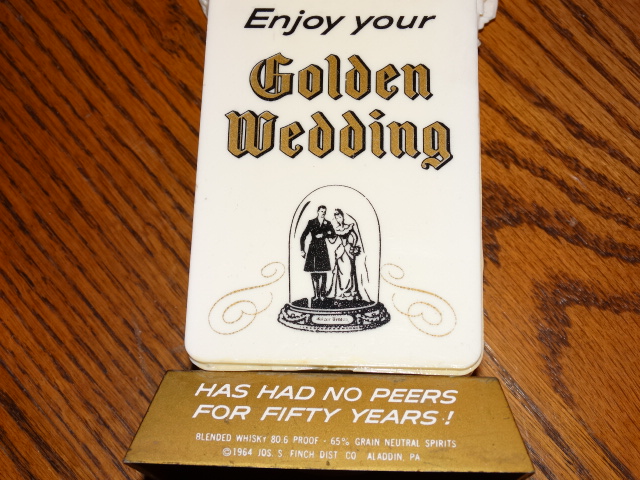 Image 2 of Golden Wedding Swizzle Sticks with Holder Stand 1964