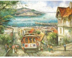 Cable Car Hyde Street San Francisco Linen Postcard