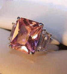 '.Pink CZ Baguettes Ring size 7.'