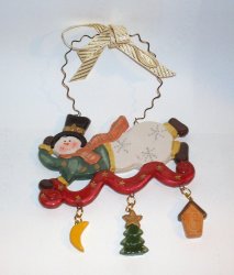 Flying Snowman on Magic Carpet Holiday Ornament 