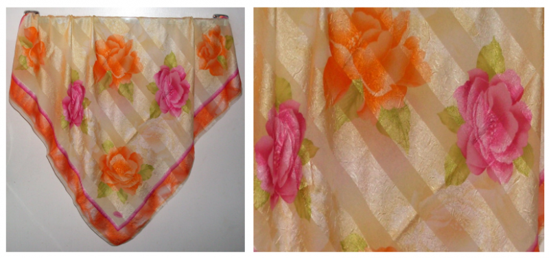 Eripek Turkish Floral Scarf Orange Yellow Pink Silk