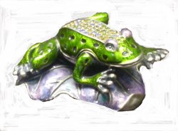 Pewter and Crystal Jeweled Frog Trinket Box Collectible