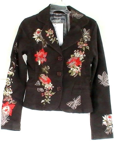 Embroidered Blazer Brown Small Jacket DB Sport