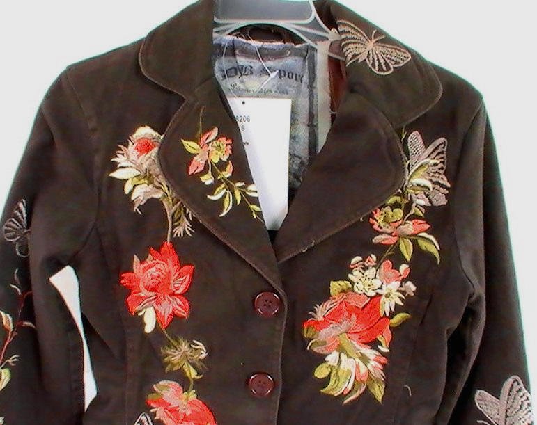 Embroidered Blazer Brown Small Jacket DB Sport