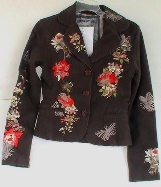 Embroidered Blazer Brown Small Jacket DB Sport