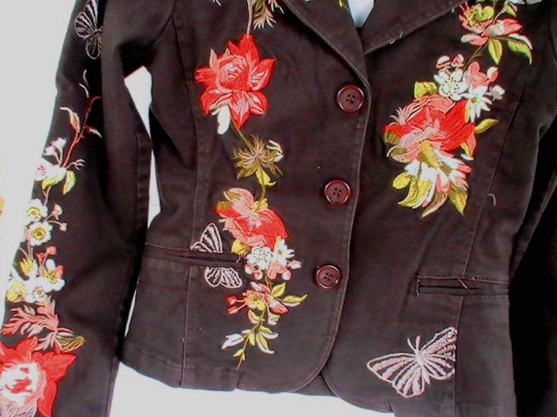 Embroidered Blazer Brown Small Jacket DB Sport