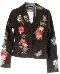 Embroidered Blazer Brown Sz Small Jacket DB Sport