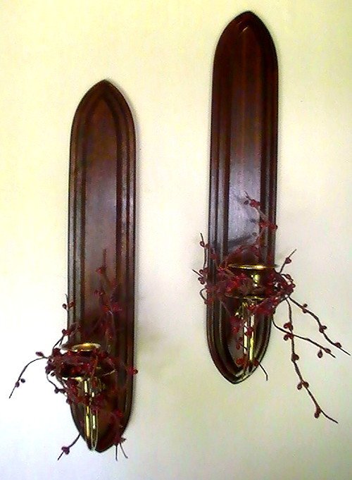 Home Interiors Wall Sconce Set with Cranberries Flora OOS