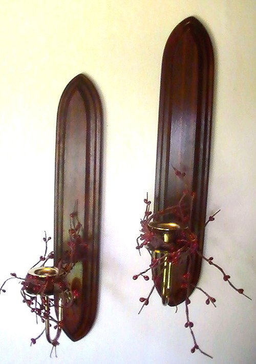 Home Interiors Wall Sconce Set with Cranberries Flora OOS