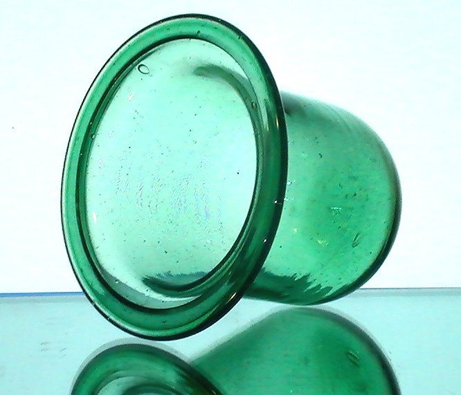 Hanging Candle Holder 4.25 x 4.5 Flat Rim Thick Glass Dark Green OOS