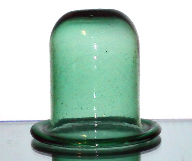 Hanging Candle Holder 4.25 x 4.5 Flat Rim Thick Glass Dark Green OOS