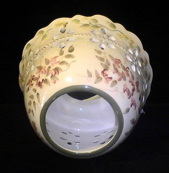 Home Interiors Candle Shade Topper Sweet Pea Ivory Green Pink OOS