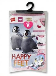 Hanes 3 pk Girls Cotton Briefs Happy Feet Sz 6 GSHP30 lot of 2 (6 pr)